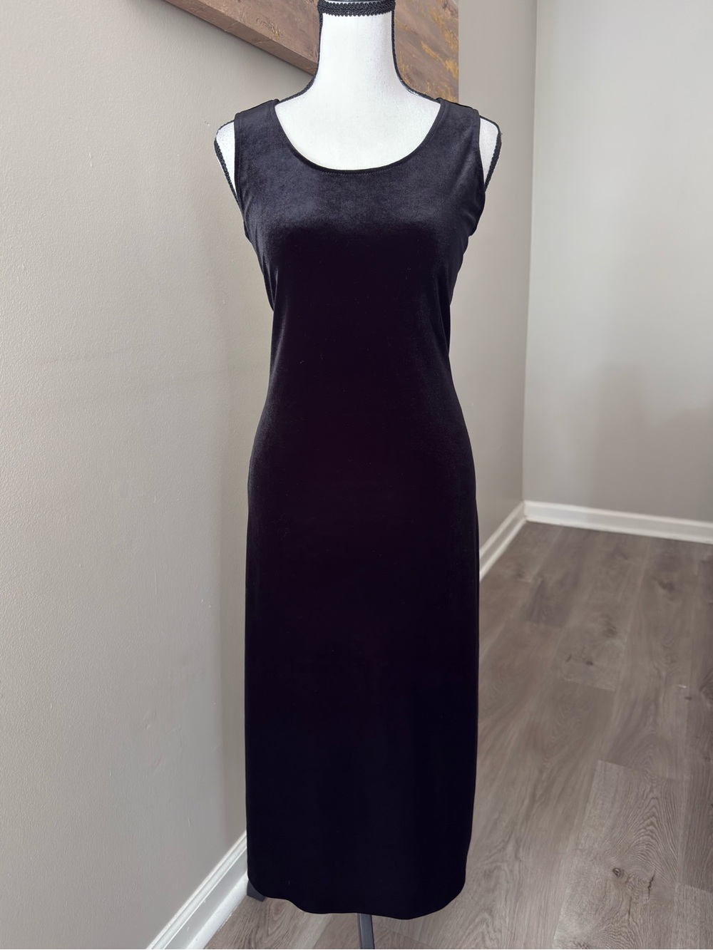 VTG 90s R&K Black Velvet Maxi Dress 6P Modern XS S Witchy Goth Whimsigoth
